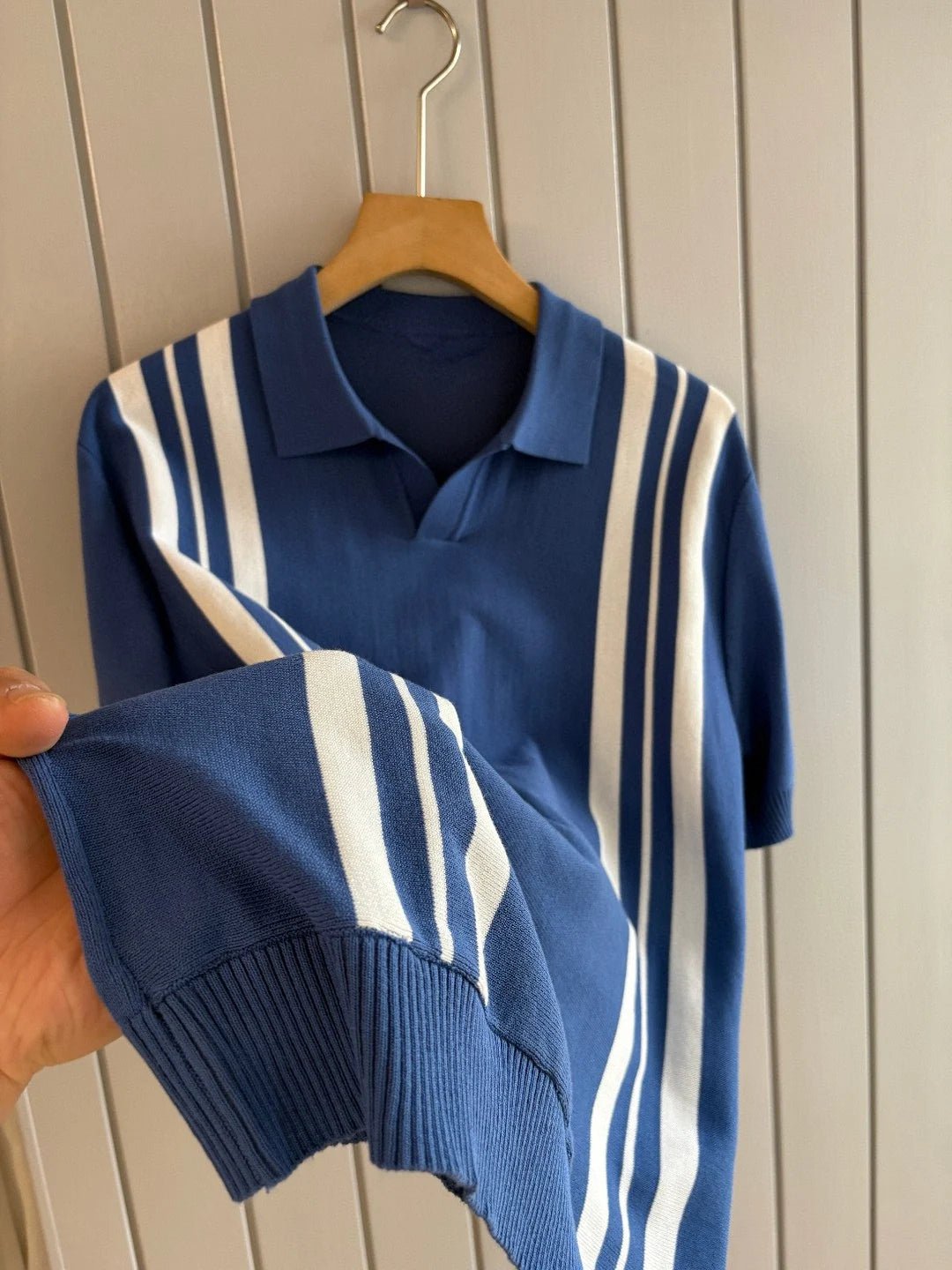 Italian LP old money wind 25 summer cashmere mulberry silk lapel short-sleeved business casual polo shirt