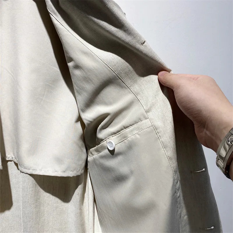 Classic old money style, high-end skin-friendly texture, breathable lapel linen tooling jacket