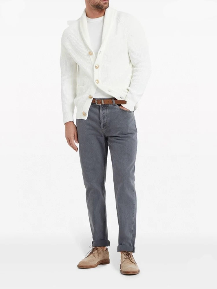 Italy BC old money style men's clothing 25 spring and summer new washed gray fashion business casual small straight jeans