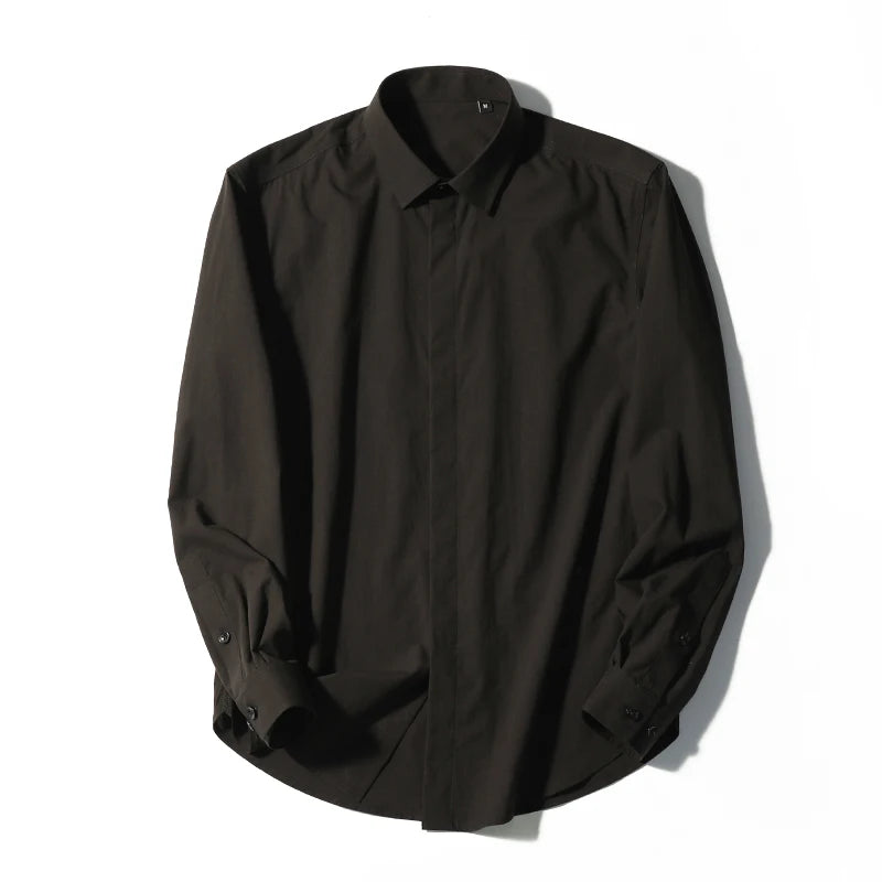 Tencel cotton blend autumn fashion business casual anti-wrinkle men's long-sleeved shirt