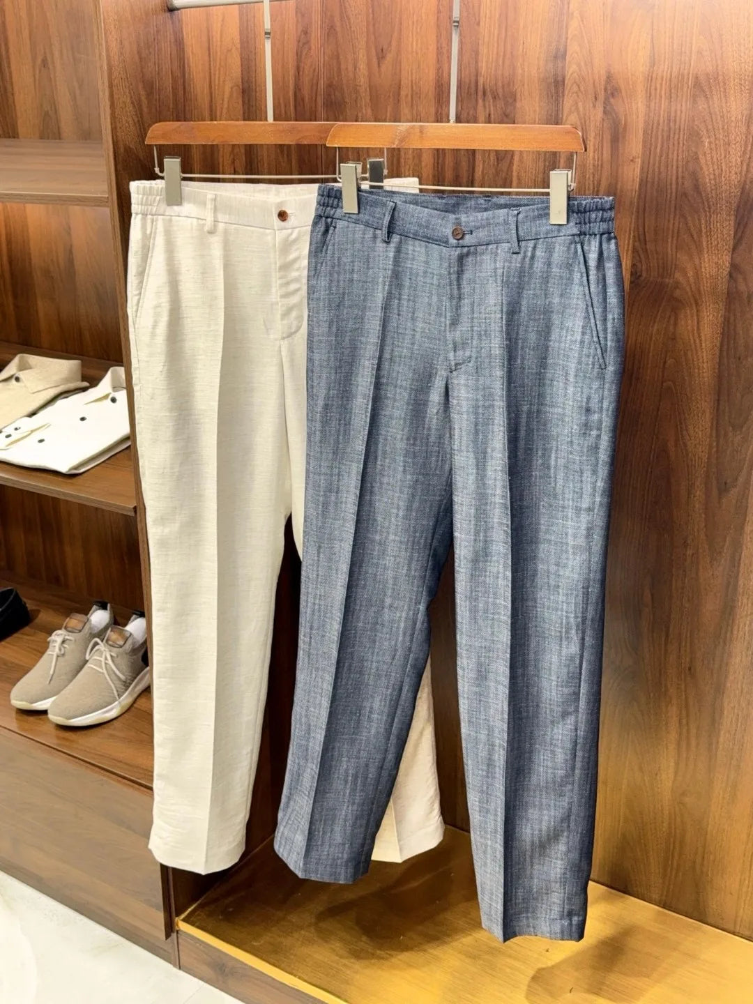 Italian LP light luxury men's clothing 25 summer linen mixed Tencel semi-elastic waist business casual pants