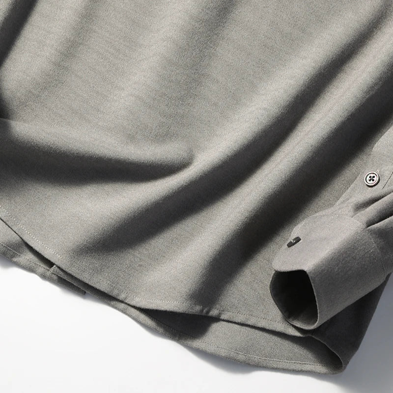 Tencel wool blend, autumn and winter fashion anti-wrinkle non-ironing long-sleeved shirt men's business casual shirt