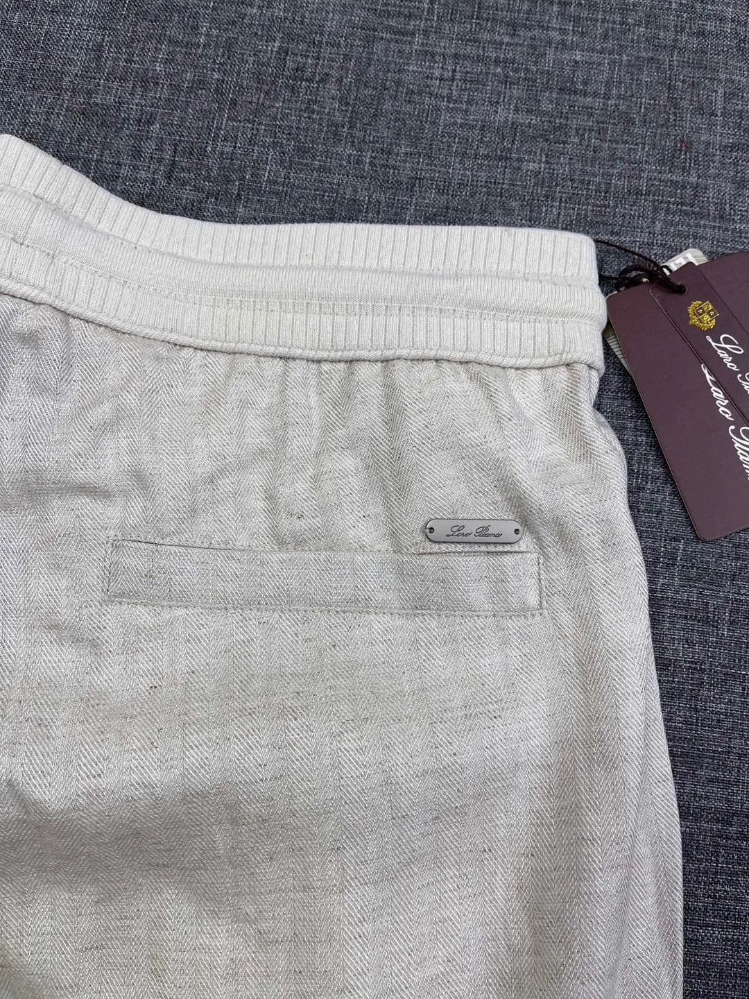 Italian old money style European and American light luxury linen Tencel elastic waist tether straight casual pants