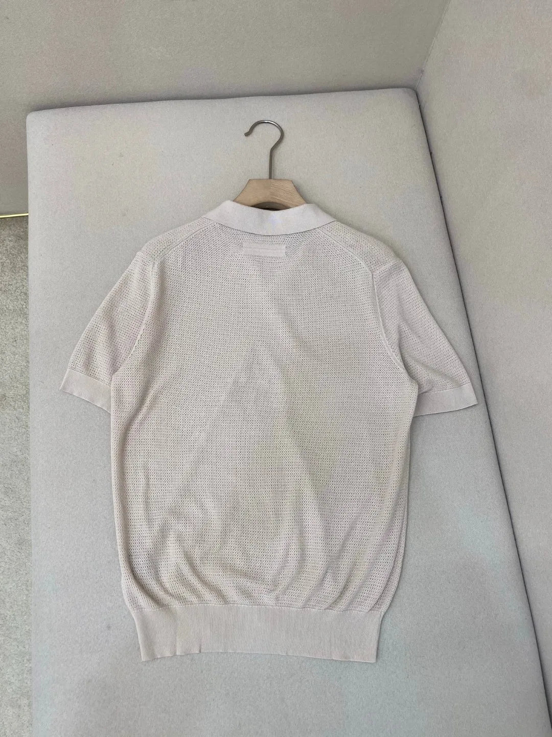 Italian old money style luxury high version 25 summer pure cotton hollow collar short sleeved polo shirt