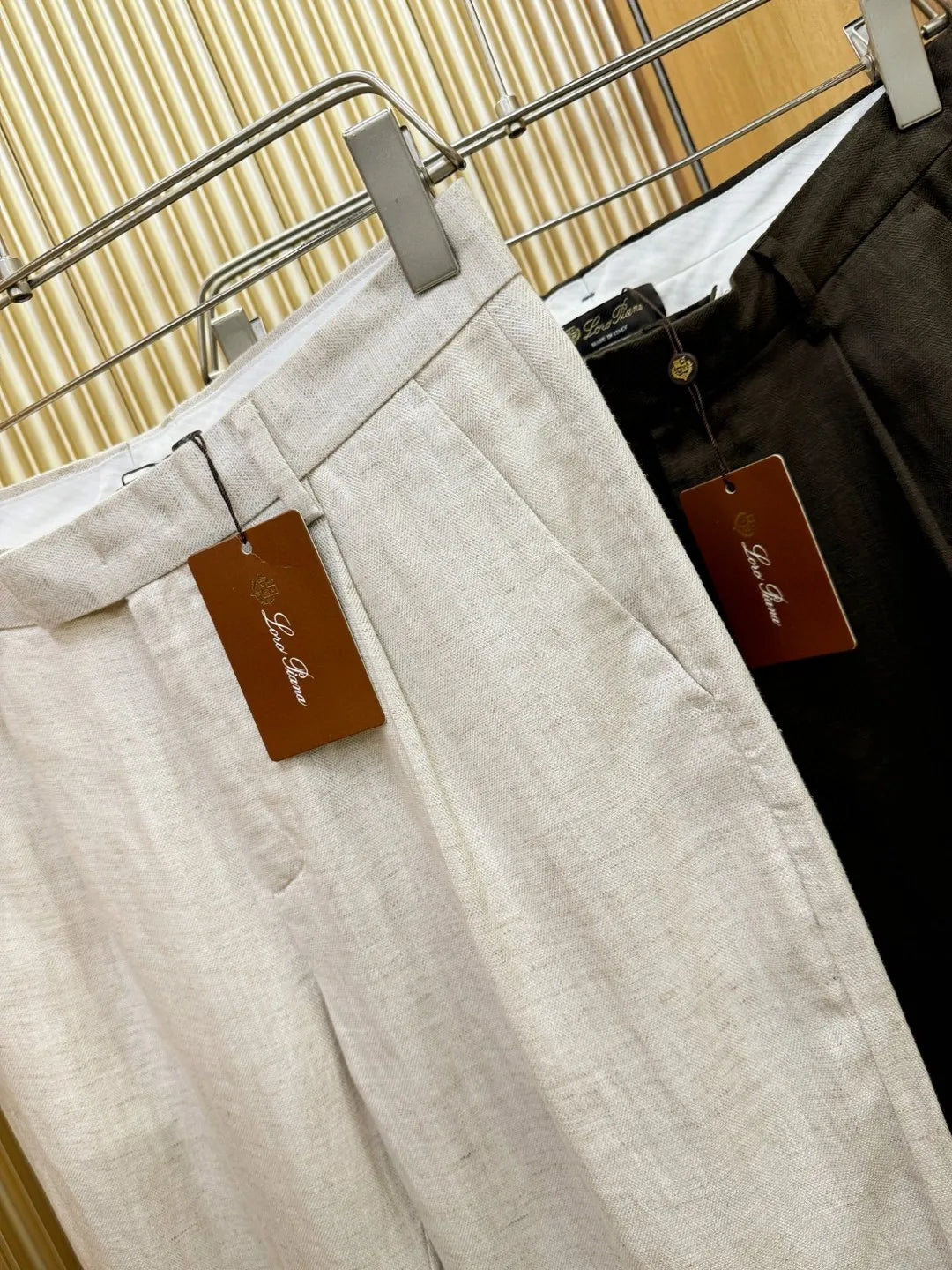 Italian LP light luxury minimalist summer high version straight pants business casual tencel linen pants men