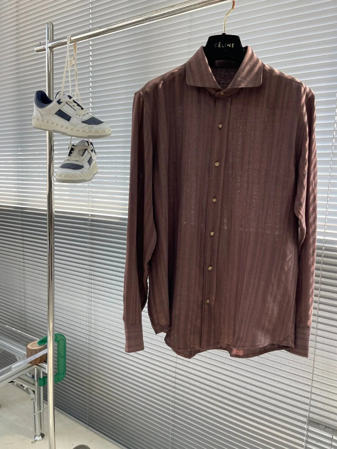 Kiton summer 2025 new cotton and linen blend fabric dark pattern texture fashion casual men's long-sleeved shirt