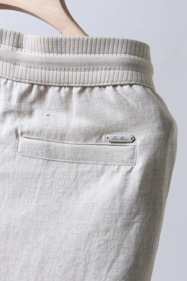 Italian LP old money style simple summer Tencel linen straight tube drawstring elastic waist casual pants