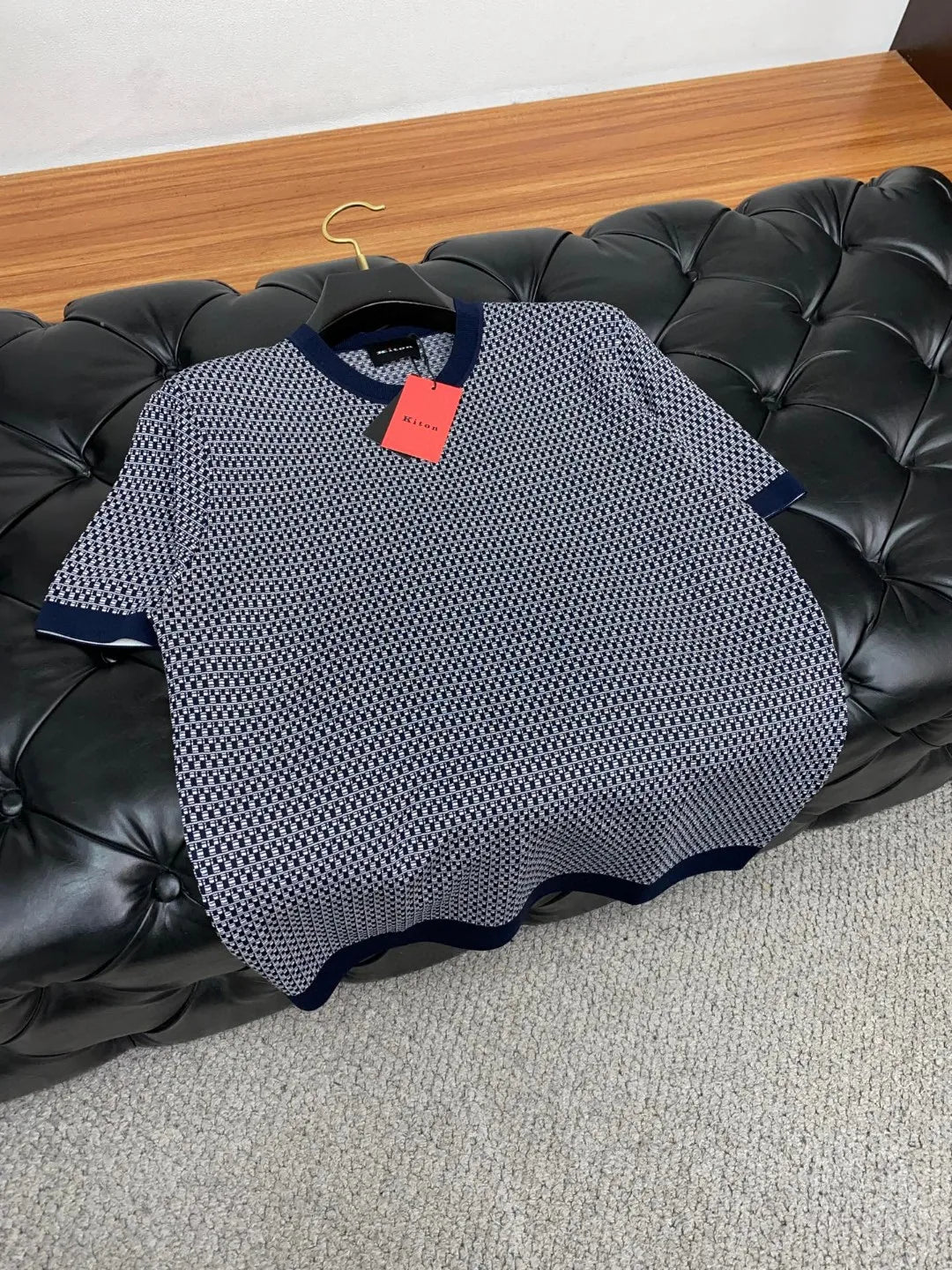 Italian Kiton Fashion Light Luxury Men's Knitted Sweater Crew Neck Versatile Casual Short Sleeve T-Shirt