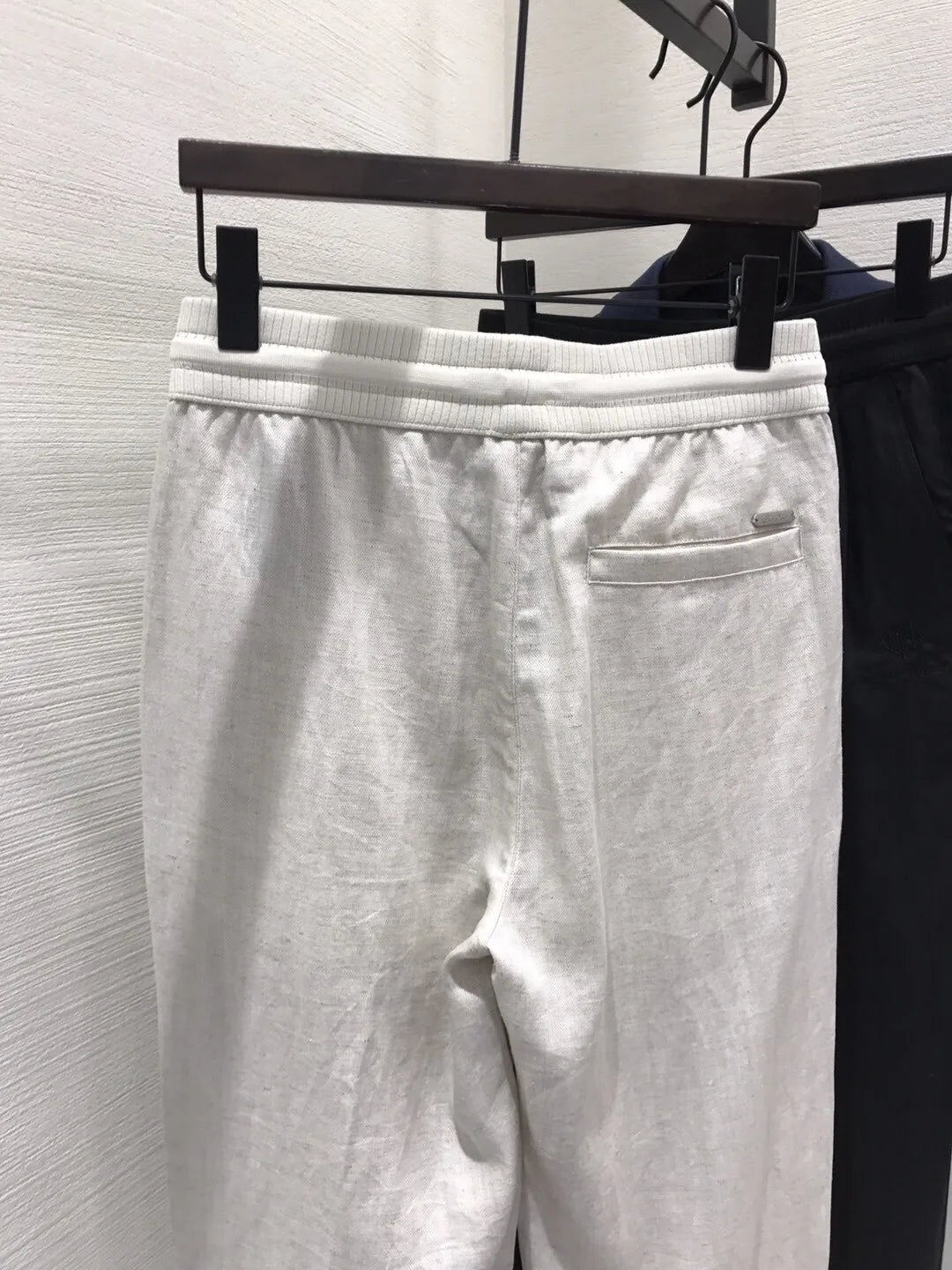 Italian LP European and American light luxury men's clothing linen Tencel elastic waist tether straight casual pants