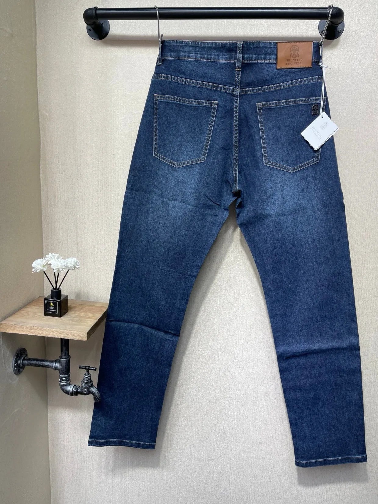 Italy BC men's spring and summer new washed blue micro-elastic breathable fashion casual old money wind small straight jeans