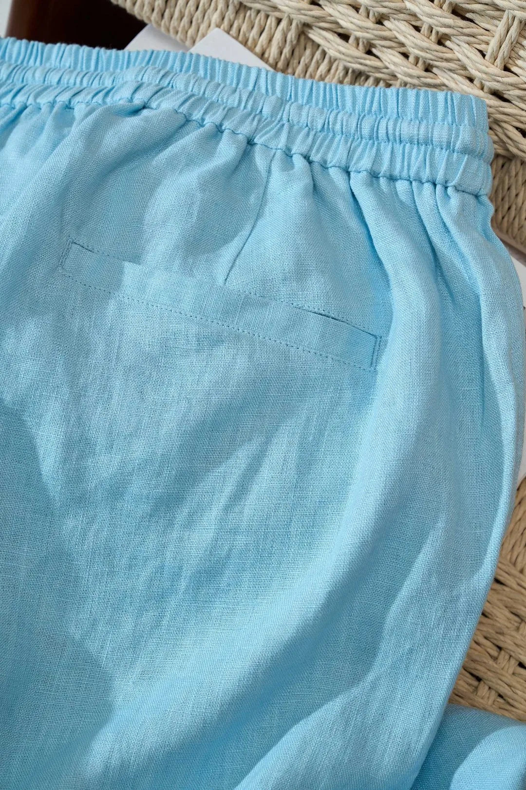 Italian Kiton vintage style summer linen elastic waist straight leg casual pants