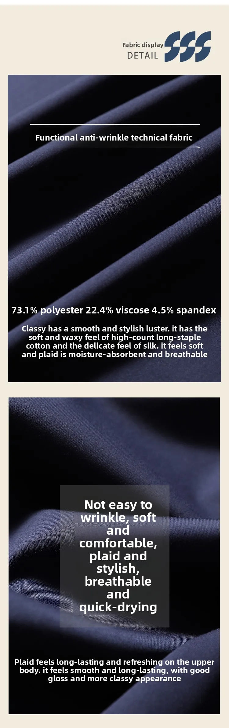Italian luxury, spring new men's light business drape anti-wrinkle elastic long-sleeved shirt bottoming top