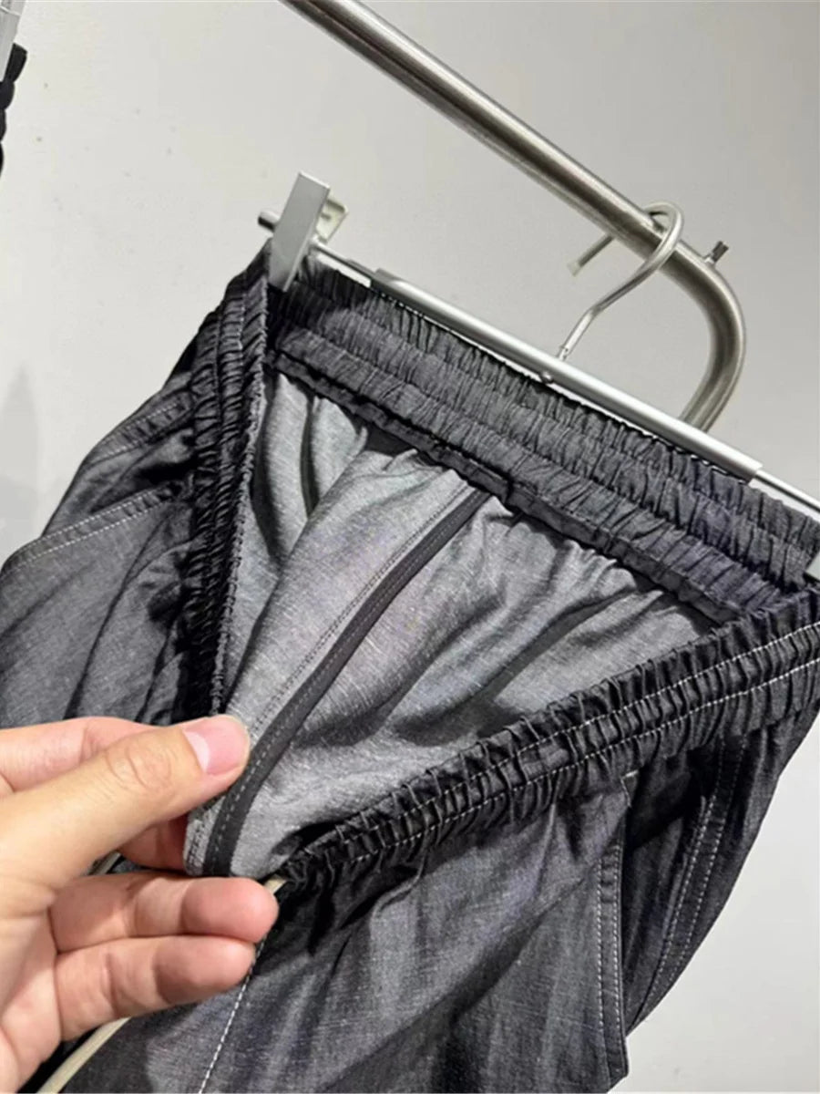Drape and breathable 25 spring new elastic elastic waist loose Tencel linen straight casual pants