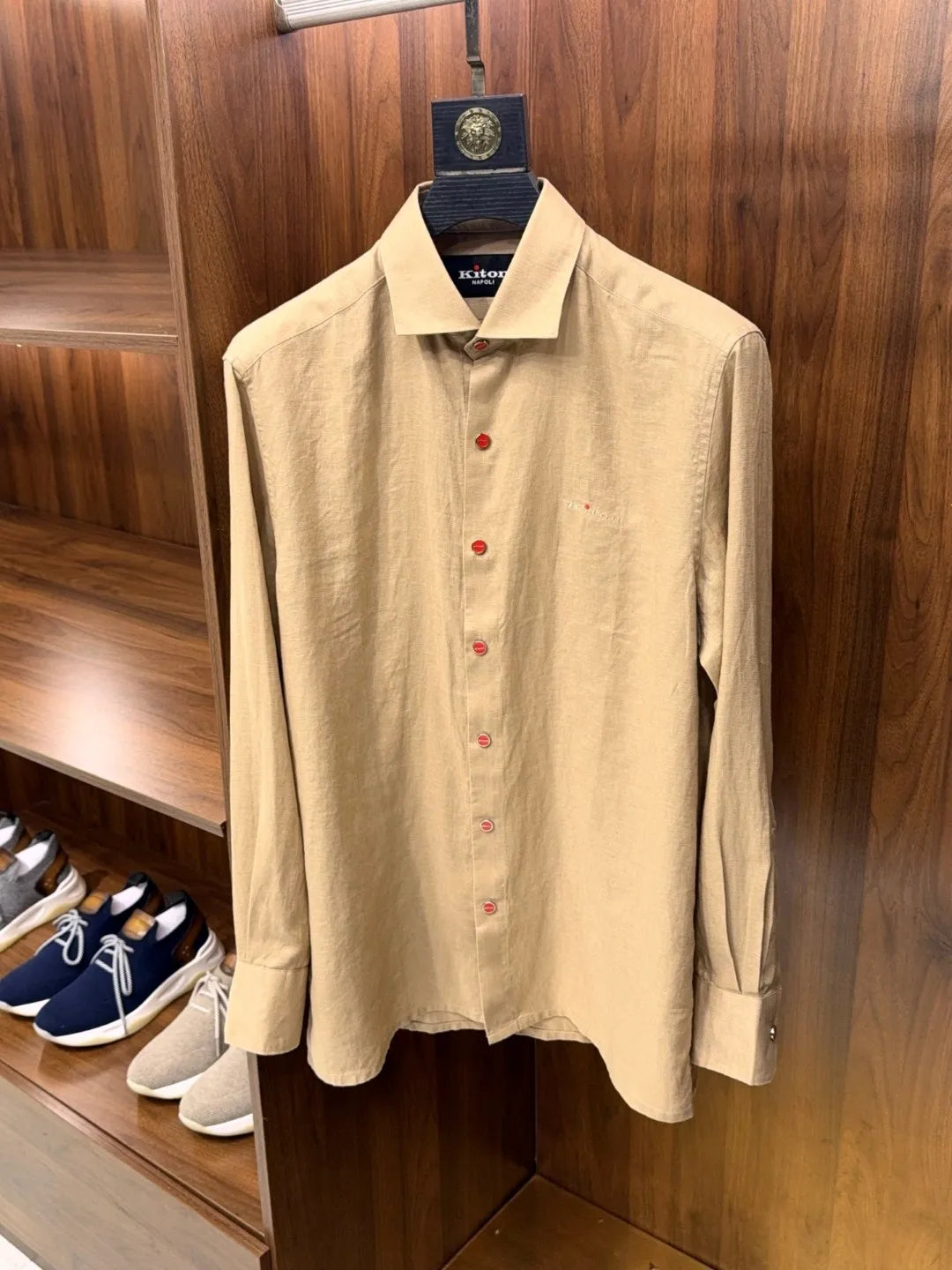 Italian Kiton vintage style minimalist 25 spring/summer linen business casual long sleeved shirt