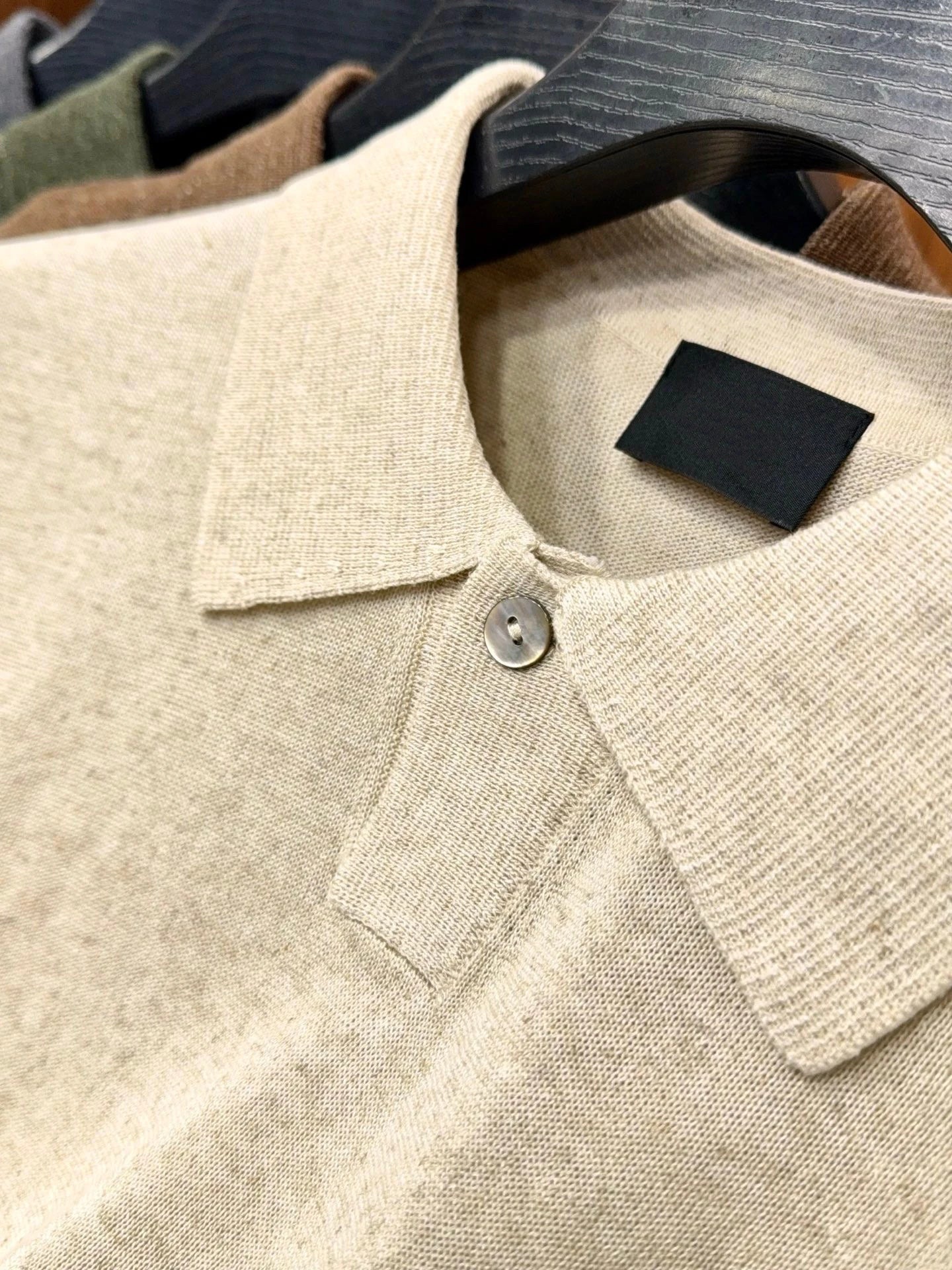 High Quality, Linen Blend, Elegant Business Commuter Stretch Knitted Sweater Lapel Short Sleeve T-Shirt Polo Shirt