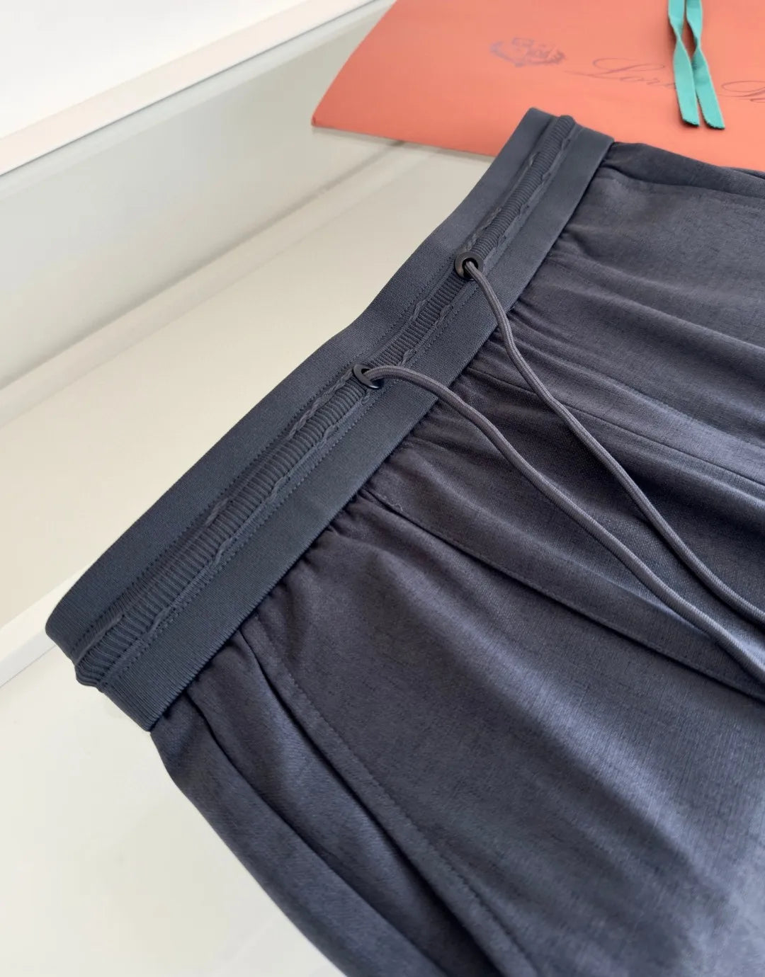 Italian LP European and American light luxury men's clothing summer linen Tencel elastic waist tether straight casual pants