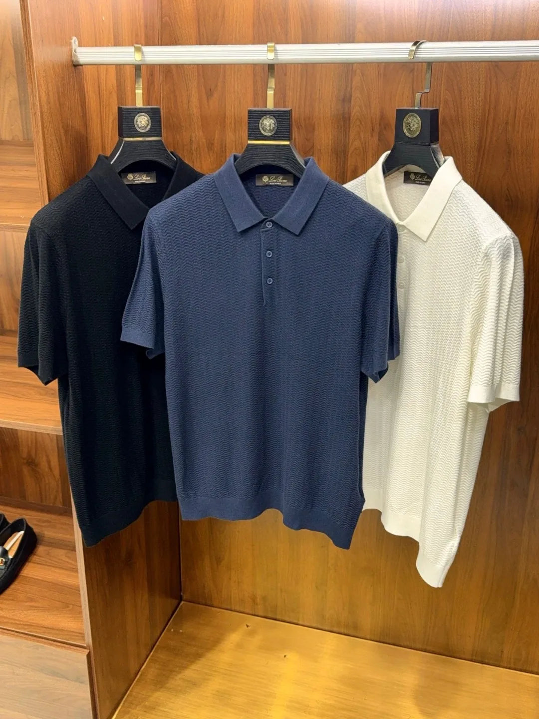 Italian LP light luxury men's clothing 25 summer high version mulberry silk mixed cashmere lapel short-sleeved casual polo shirt