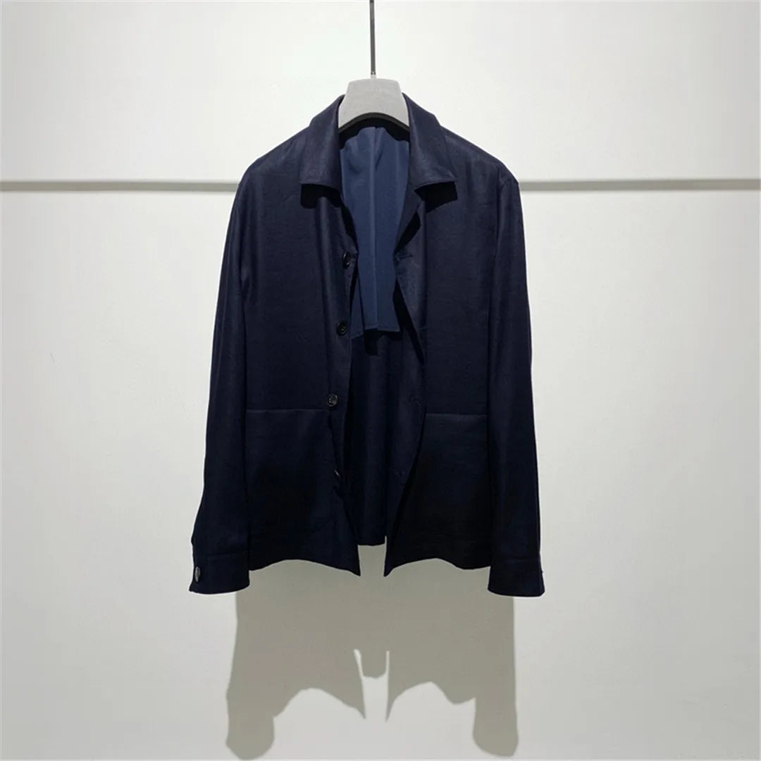 Classic old money style, high-end skin-friendly texture, breathable lapel linen tooling jacket