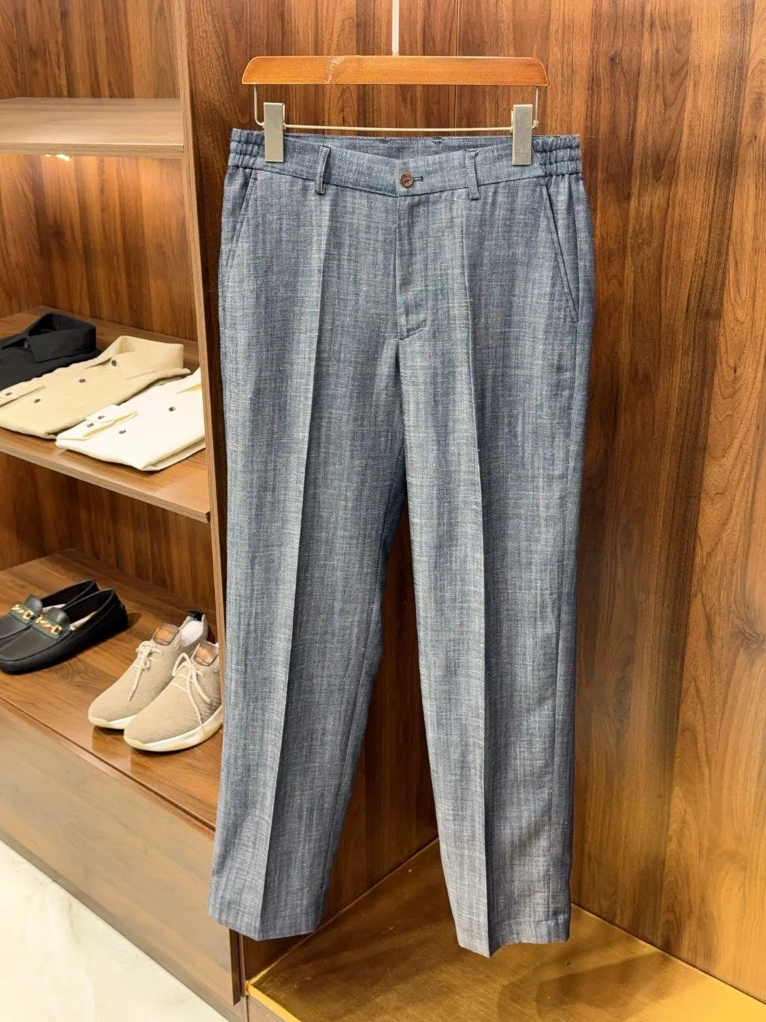 Italian LP light luxury men's clothing 25 summer linen mixed Tencel semi-elastic waist business casual pants