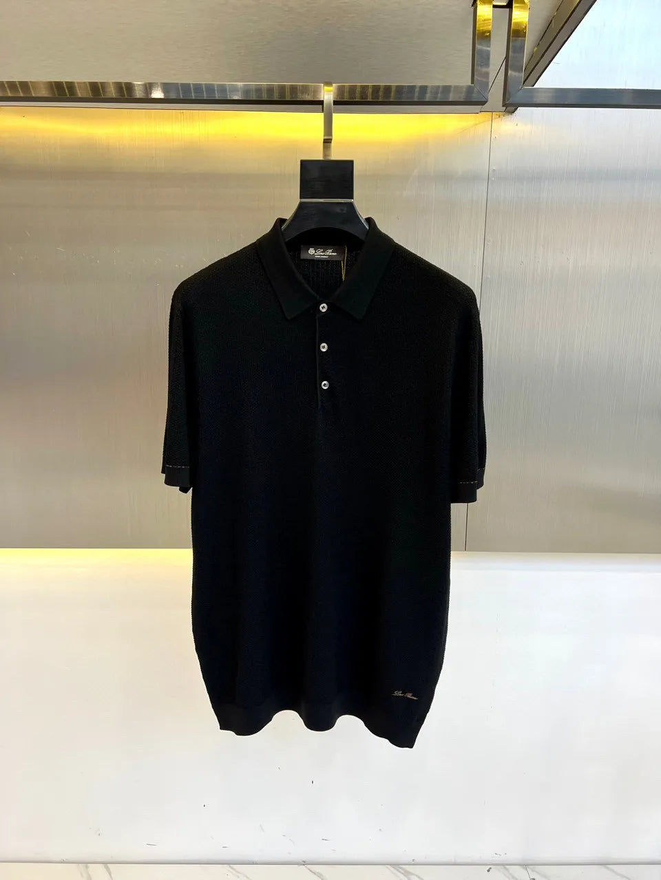 LP Italian style vintage style light luxury summer cotton blend knit lapel short sleeved casual polo shirt