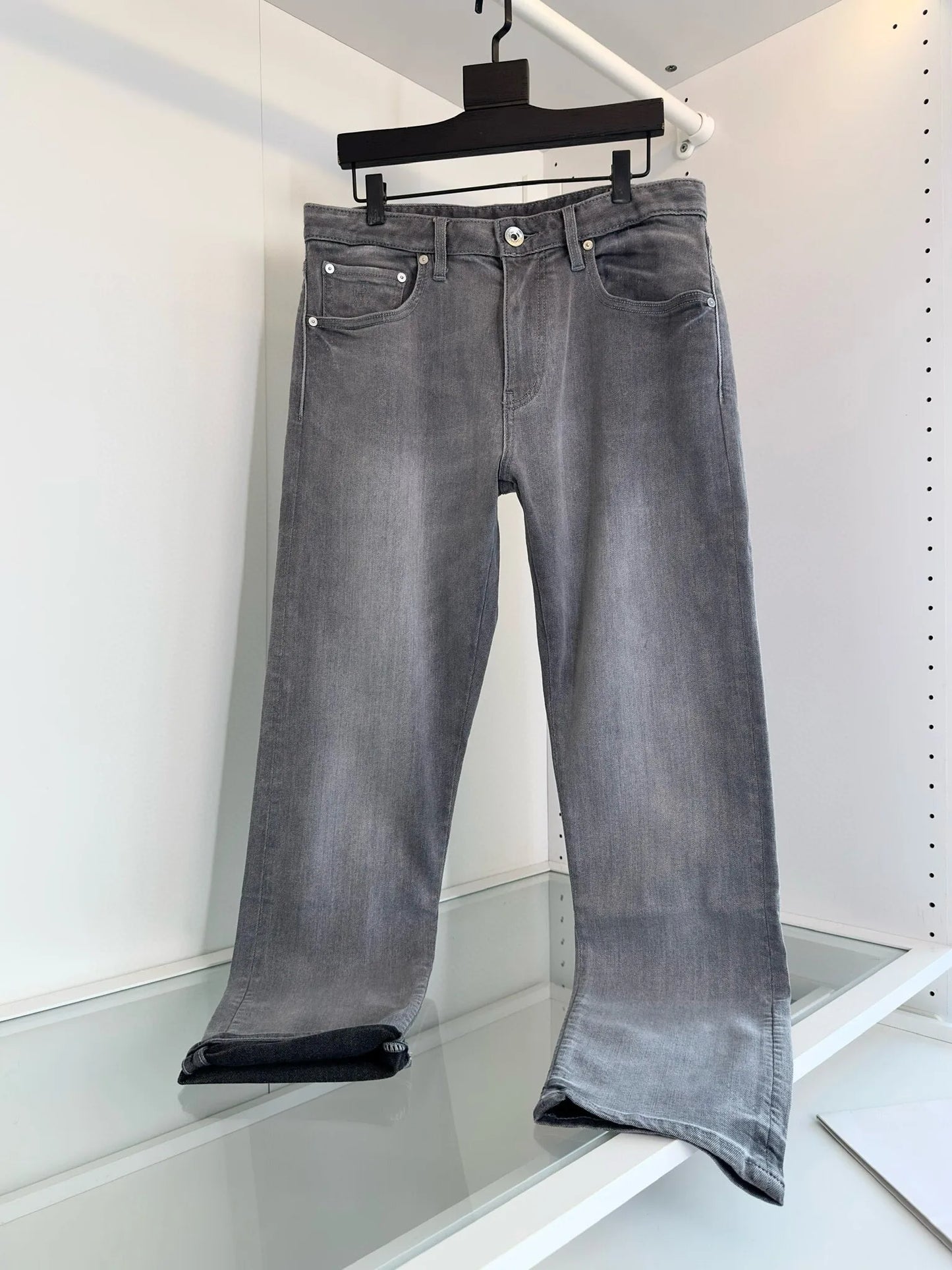 Italy BC old money style men's clothing 25 spring and summer new washed gray fashion business casual small straight jeans