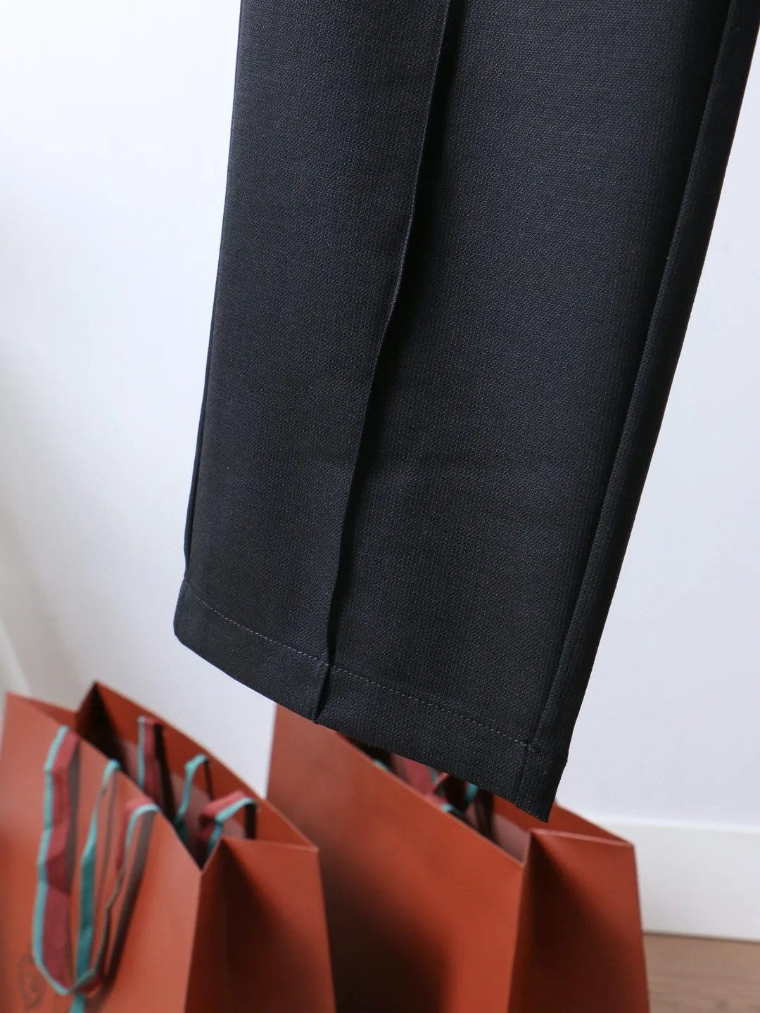 Italian LP European and American light luxury men's clothing, linen Tencel vertical elastic waist tether straight casual pants