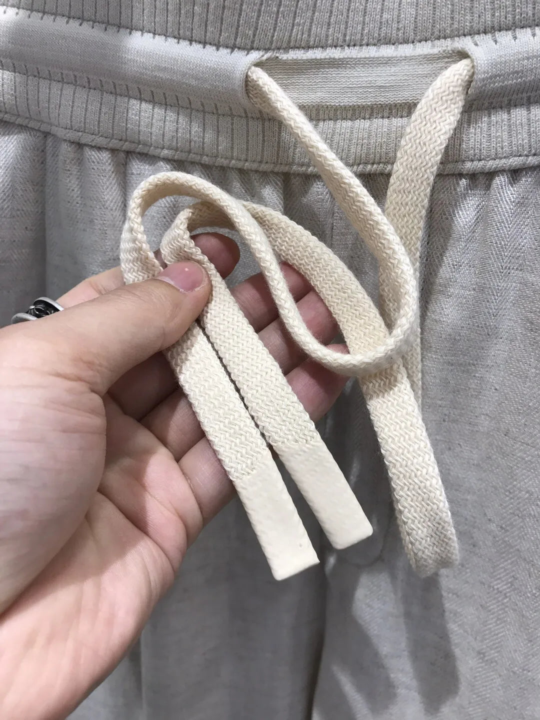 Italian LP European and American light luxury men's clothing linen Tencel elastic waist tether straight casual pants