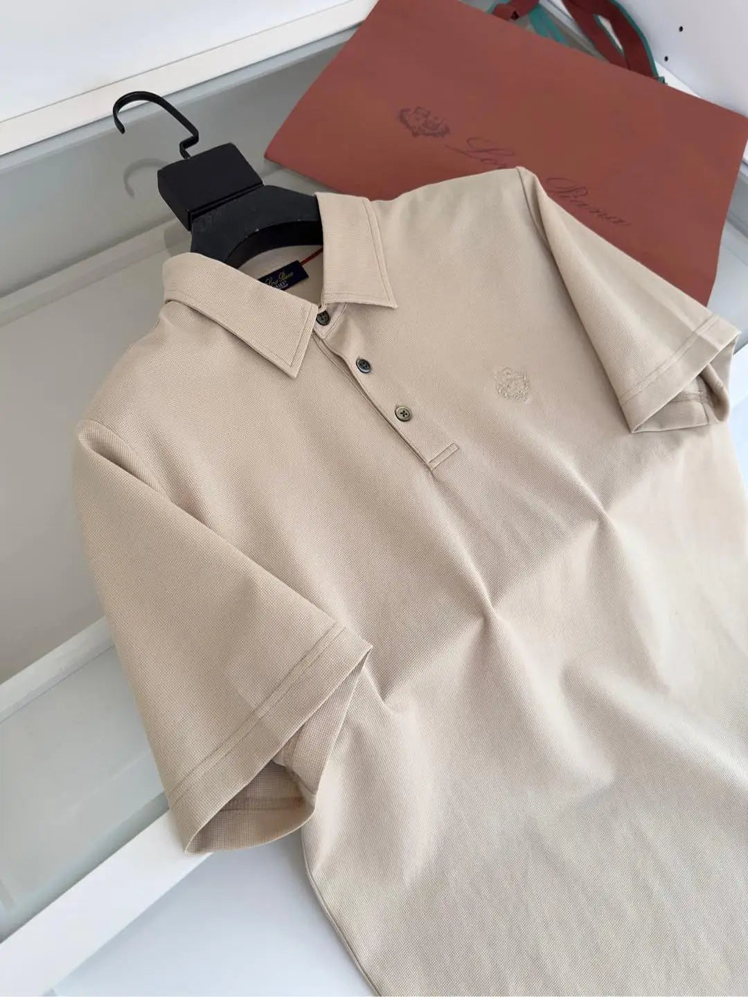 Italian LP men's summer new spandex breathable fabric simple business casual short-sleeved polo shirt