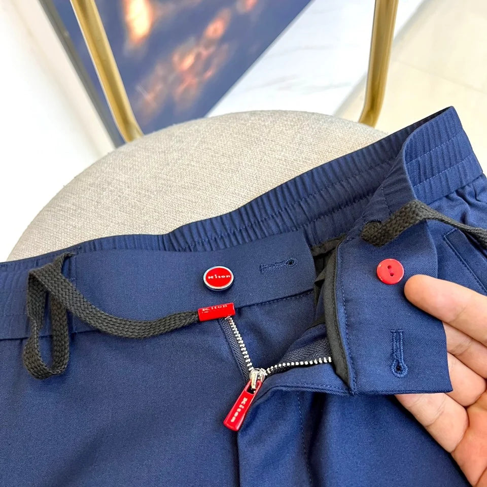 2025 summer new kiton men's lapel short-sleeved shirt simple fashion casual pants shirt set