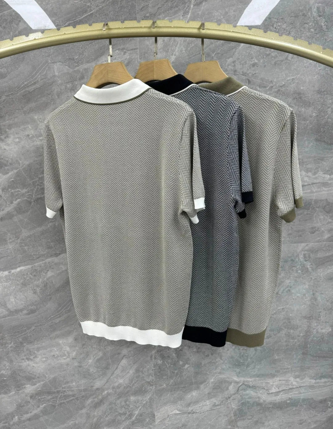 Kiton Italian European and American old money wind 25 summer lapel short-sleeved cotton blended silk business casual polo shirt