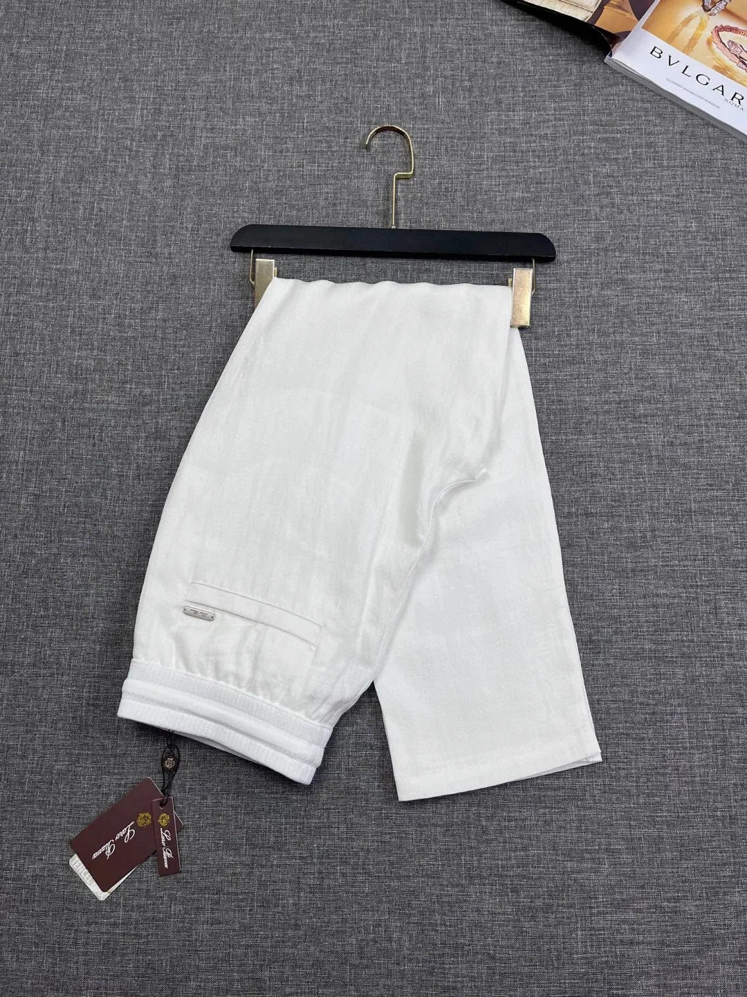 Italian old money style European and American light luxury linen Tencel elastic waist tether straight casual pants