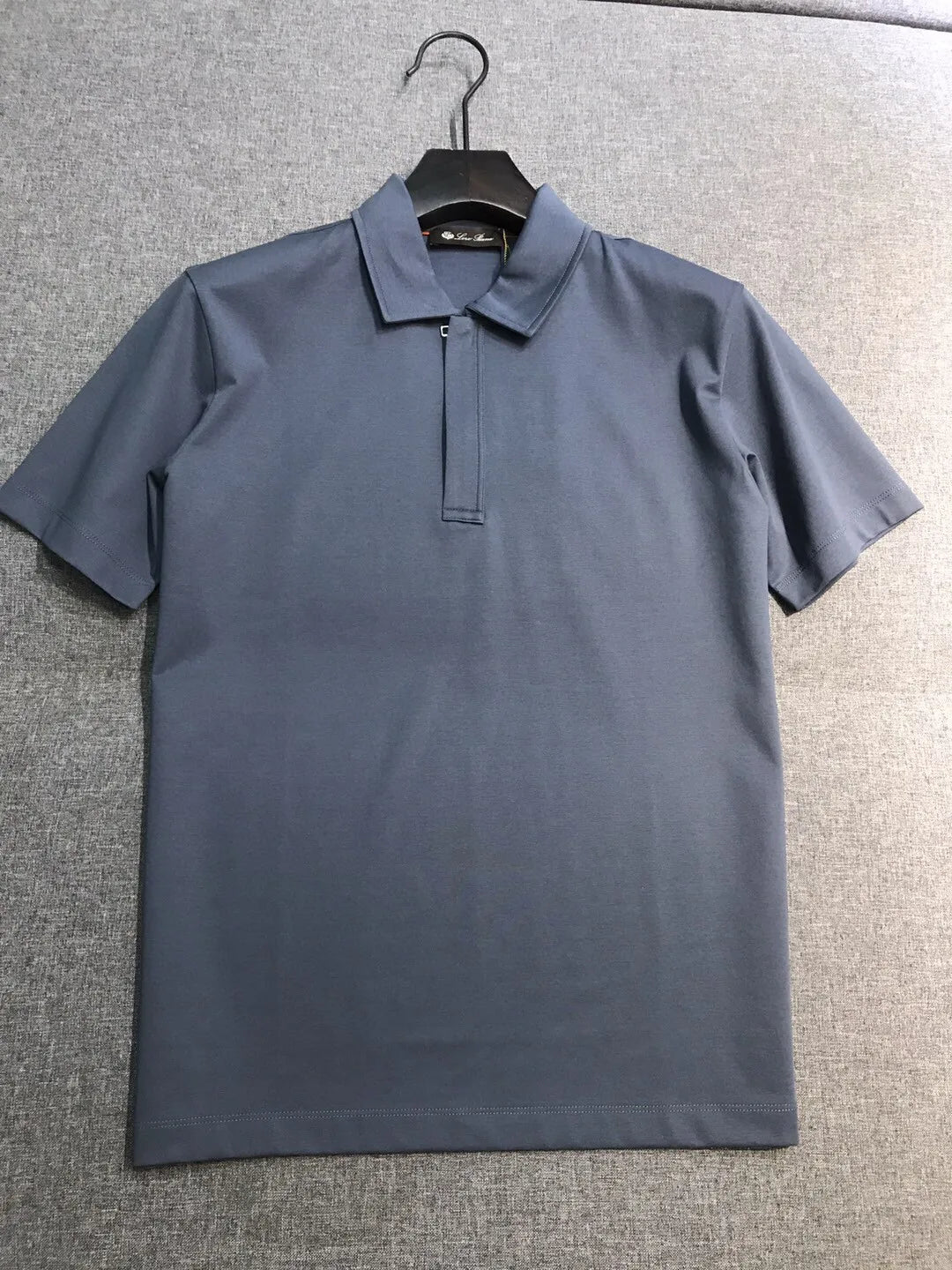Italian LP European and American light luxury men's mulberry silk mixed cotton lapel short sleeved simple casual polo shirt