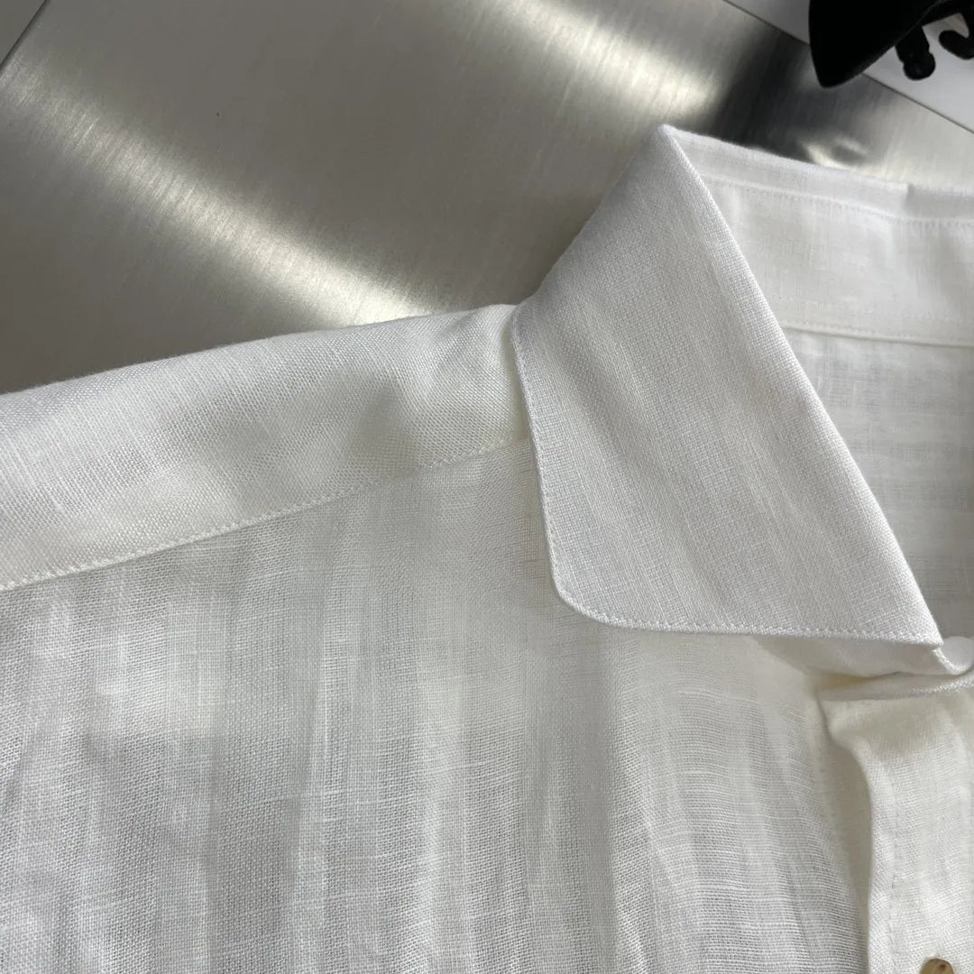 Kiton summer 2025 new cotton and linen blend fabric dark pattern texture fashion casual men's long-sleeved shirt