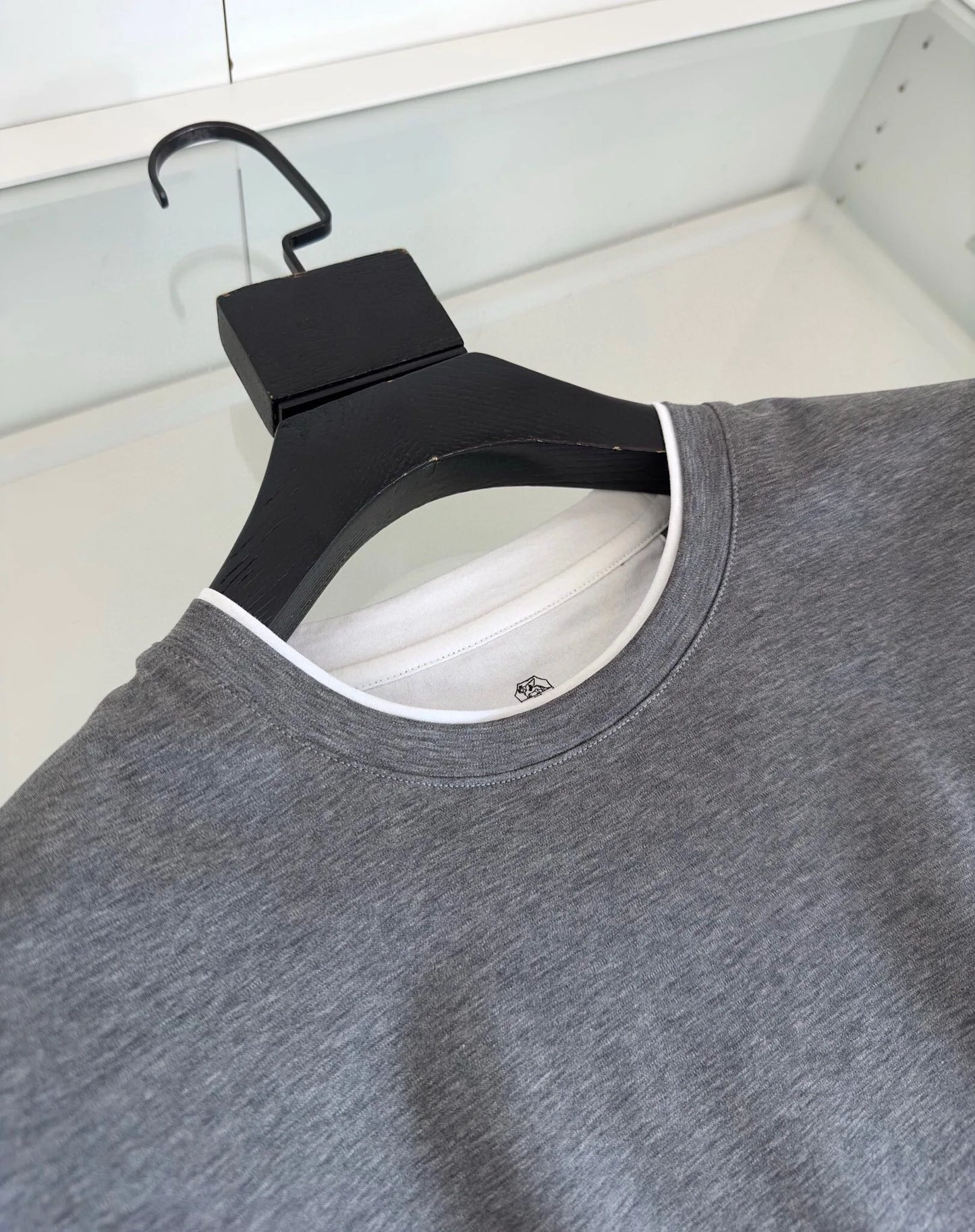 Italy BC men's clothing summer new crew neck bottoming shirt, fake two solid color old money style men's short-sleeved T-shirt