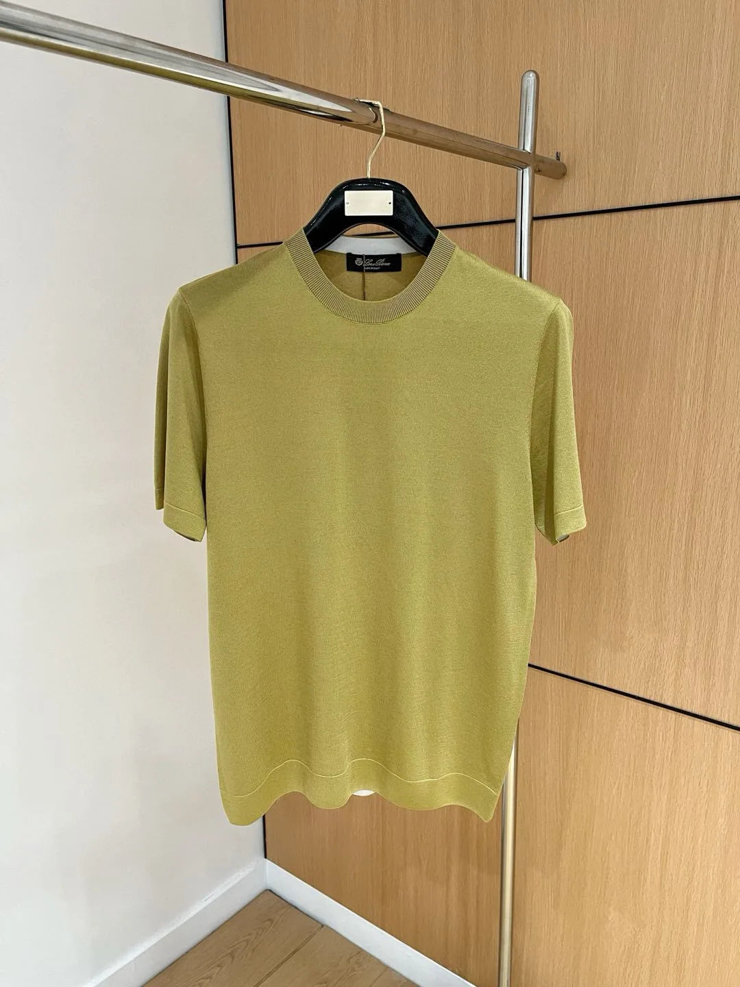 Italian LP Men's Spring/Summer New Collection Wool Sand Thread Cotton Simple Fashion Round Neck Knitted Short Sleeve T-shirt