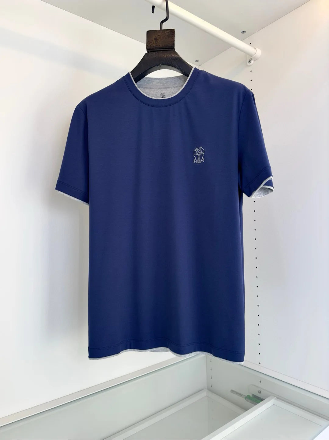 Italy BC men's clothing 25 summer new long-staple cotton breathable fake two fashion casual old money wind short-sleeved T-shirt