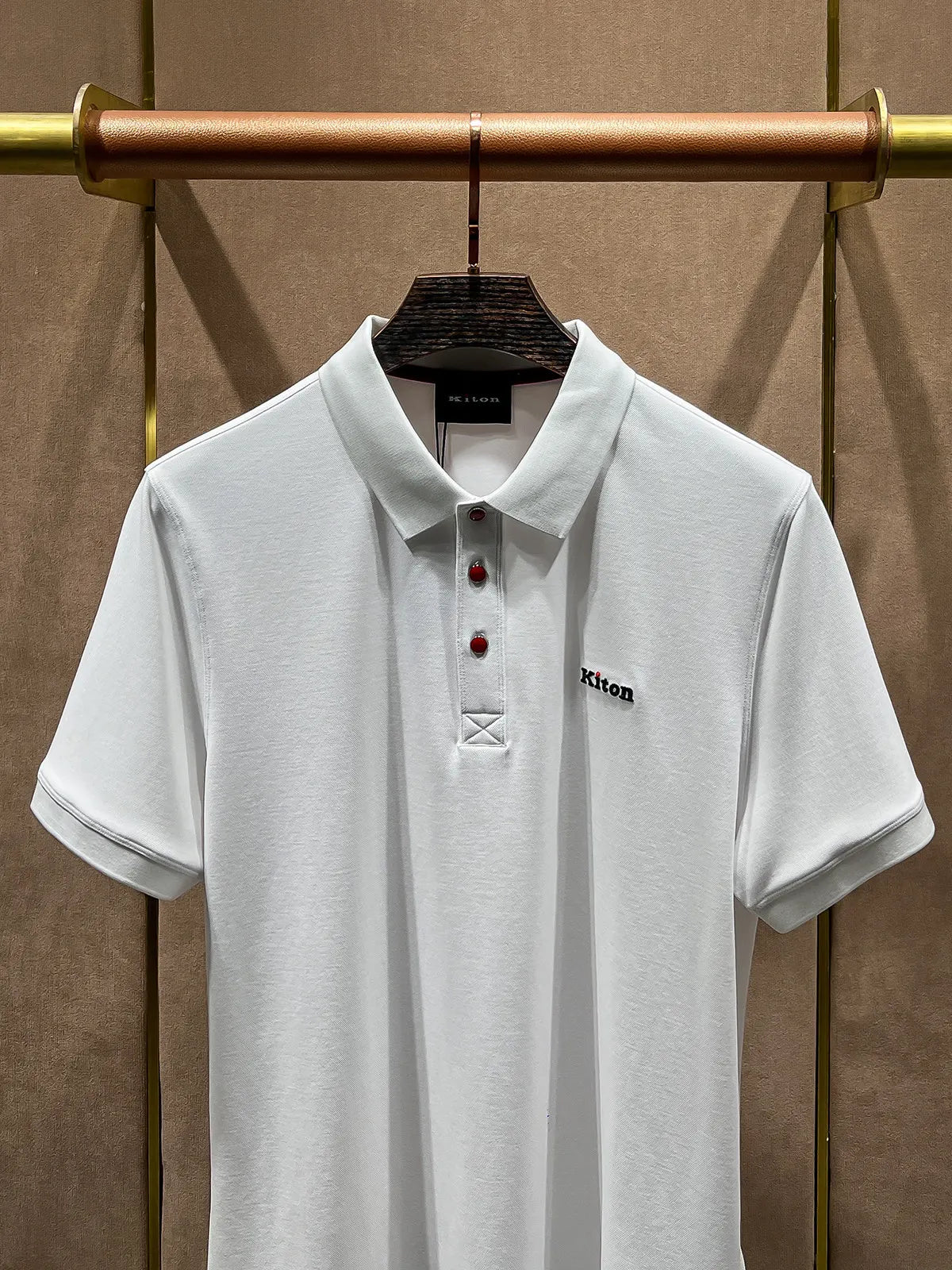 Summer kiton Chiton embroidered men's lapel short-sleeved solid color simple fashion versatile casual POLO shirt