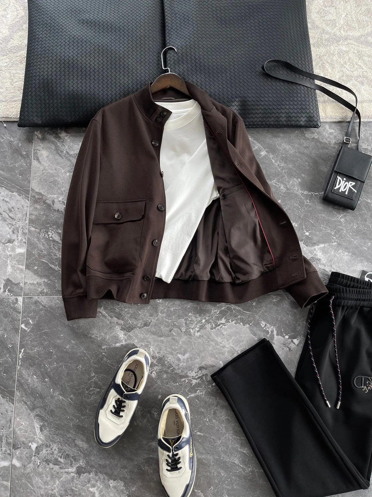 BC old money style, Lyocell wool, classic multi-pocket business casual stand-up collar jacket