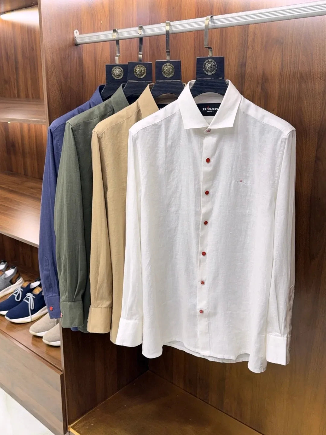Italian Kiton vintage style minimalist 25 spring/summer linen business casual long sleeved shirt