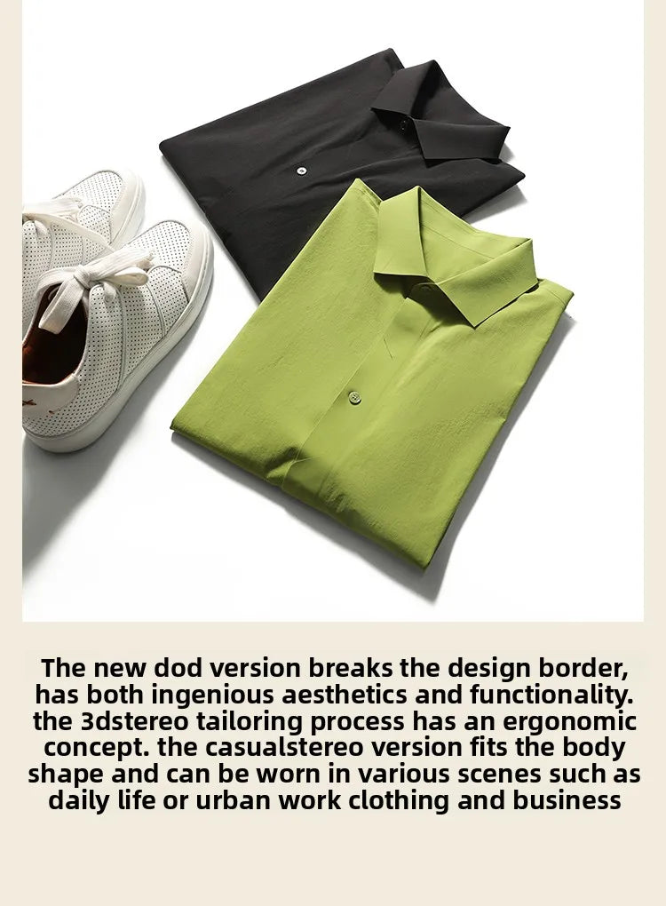 2025 Spring and Autumn New Men's Outdoor Functional Wind City Business Leisure Press Glue Non-ironing Long Sleeve Shirt