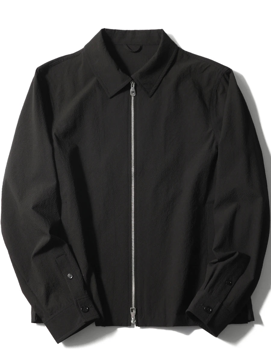 2025 spring and summer new men's high sense business casual breathable seersucker shirt lapel jacket jacket