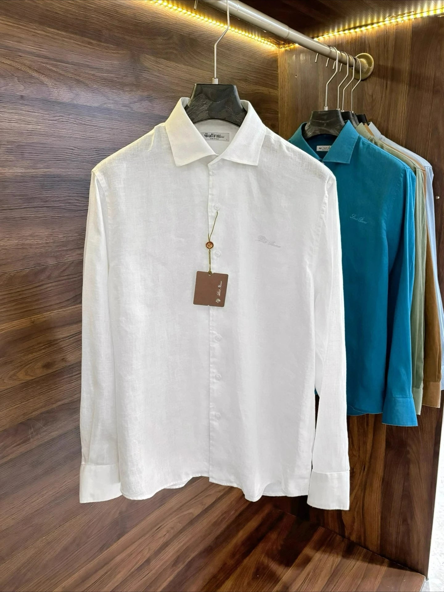 Italian LP old money style light luxury men's high version 100% linen business casual elegant long-sleeved shirt