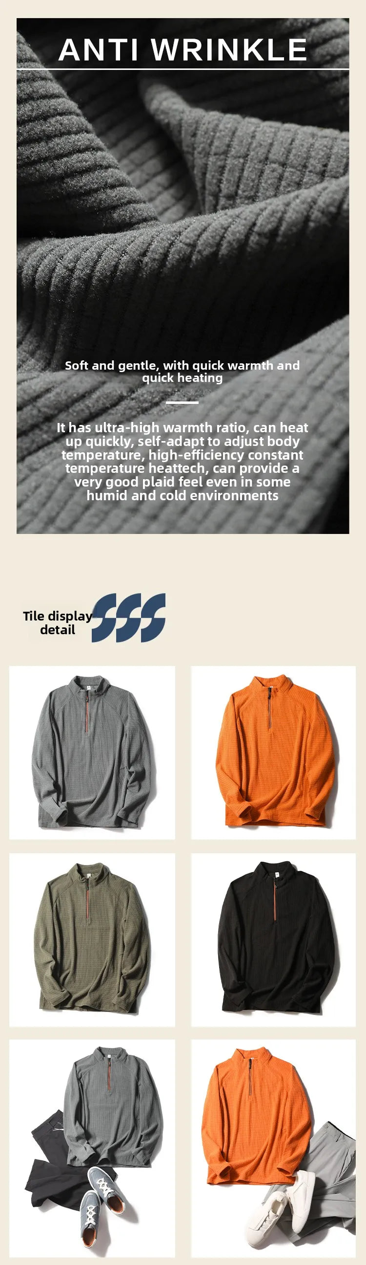 Spring and Autumn New Urban Outdoor Men's Long Sleeve T-Shirt Winter Fleece Bottom Shirt Top
