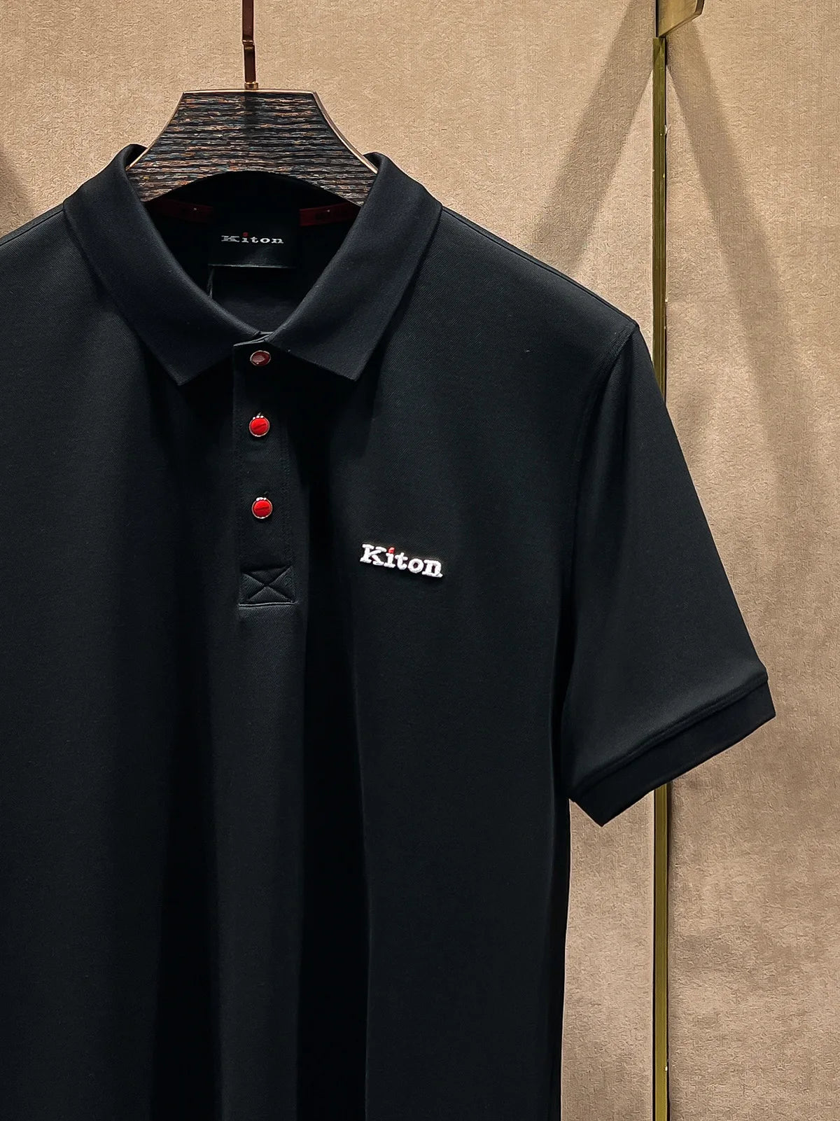 Summer kiton Chiton embroidered men's lapel short-sleeved solid color simple fashion versatile casual POLO shirt