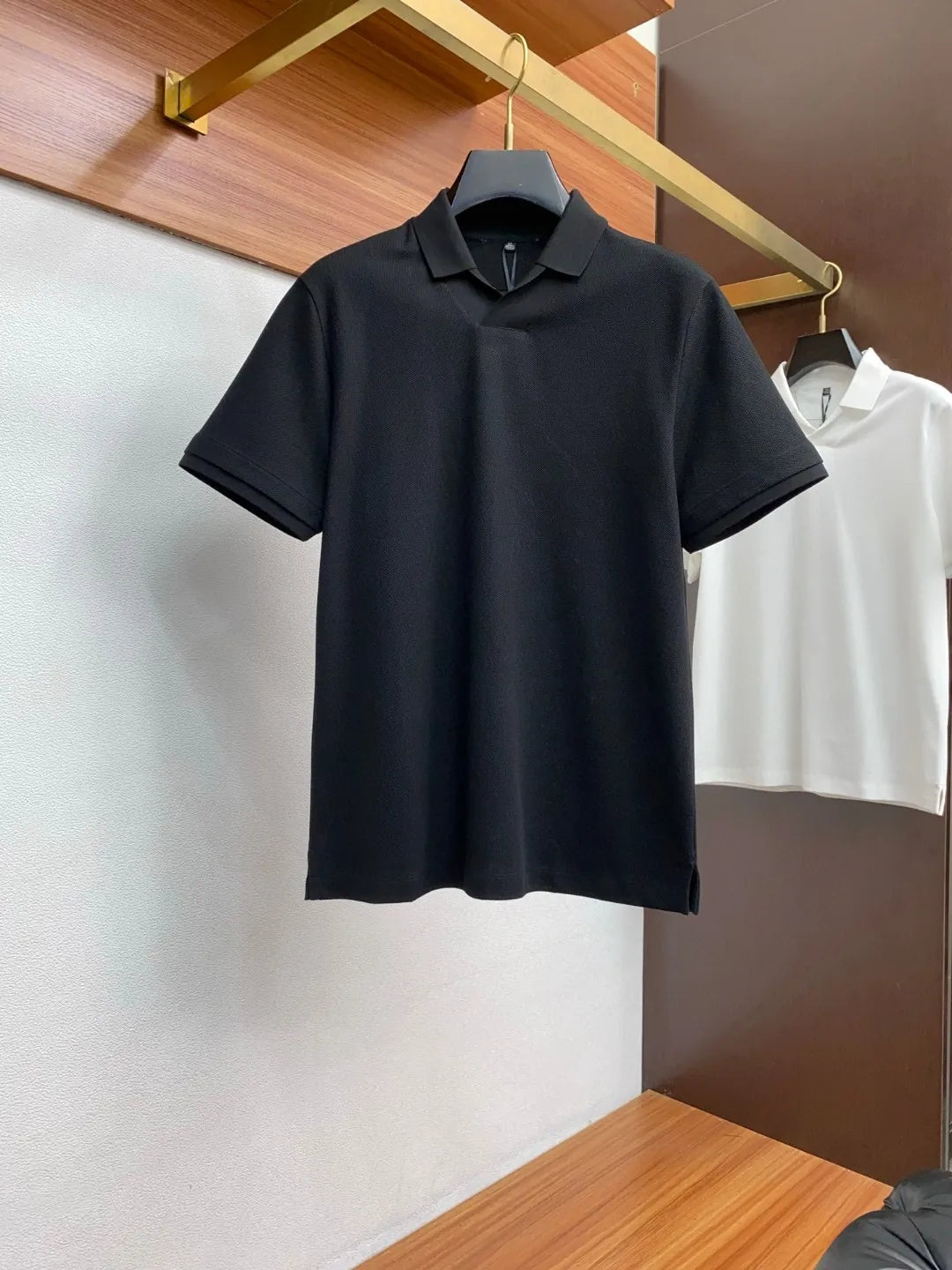Italian old money style summer pure cotton Haiou collar simple casual short-sleeved polo shirt