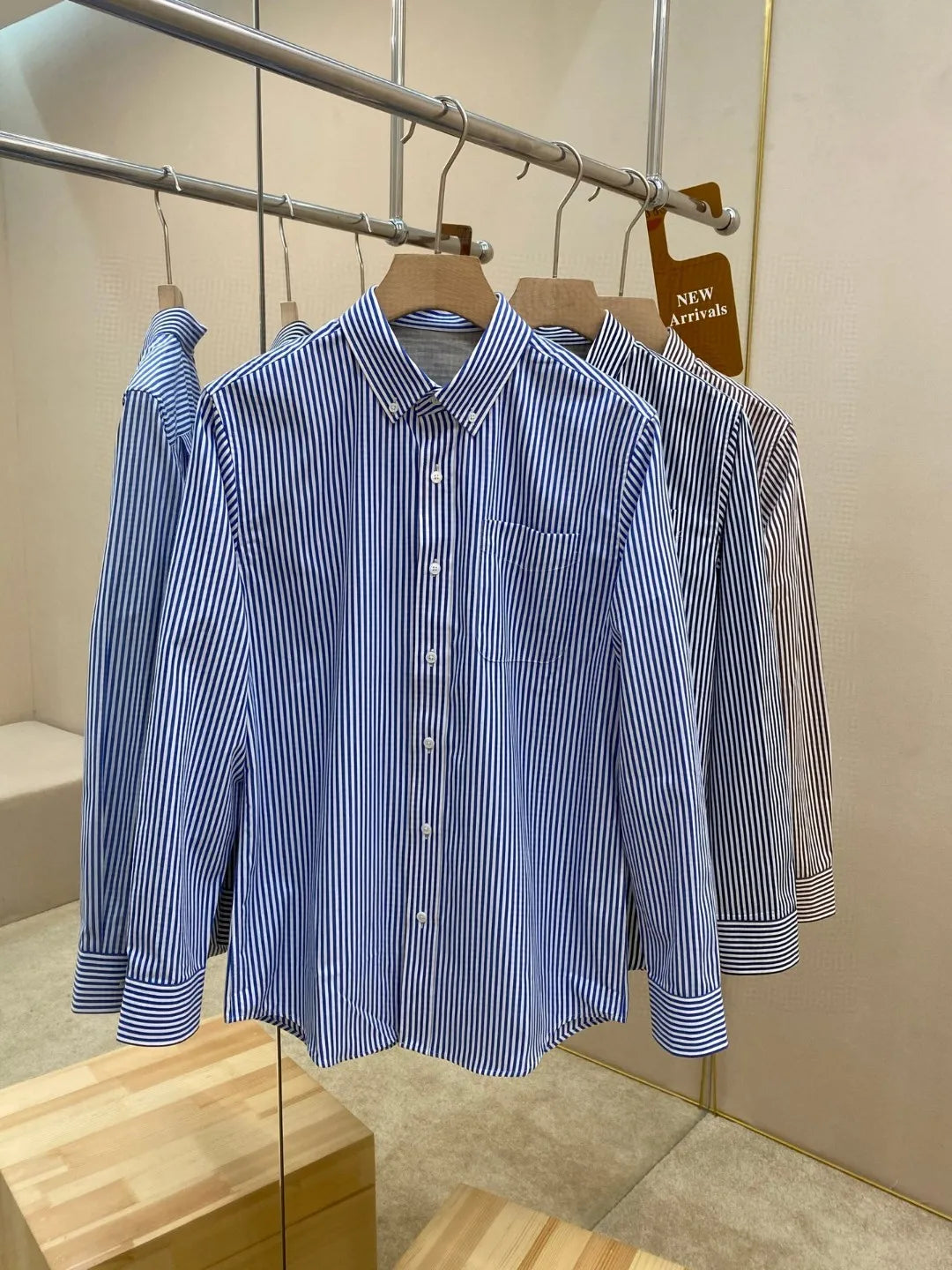 Italian old money style light luxury 25 summer pure cotton shirt business simple casual long sleeved striped shirt