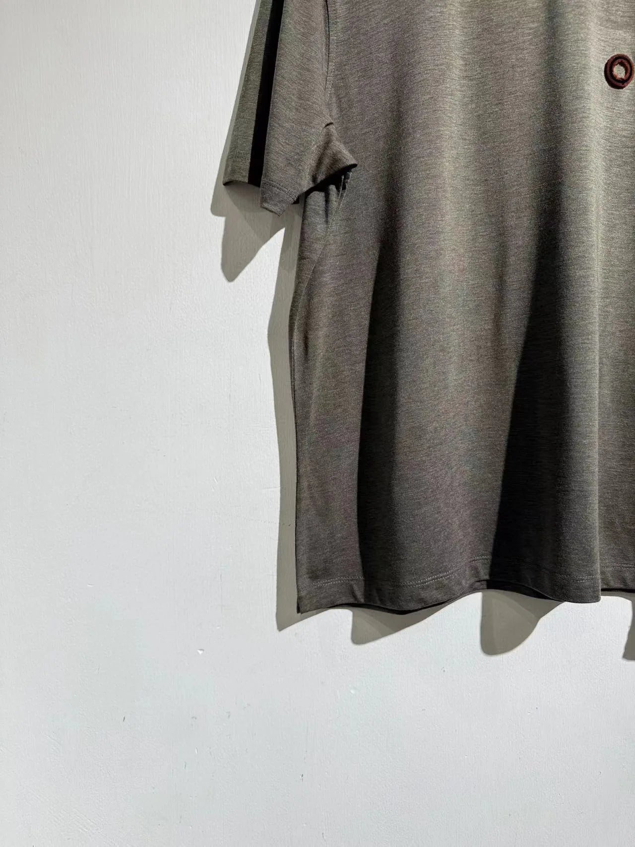Wool blended 2025 spring and summer new, toothbrush embroidered contrasting color round neck casual short-sleeved T-shirt