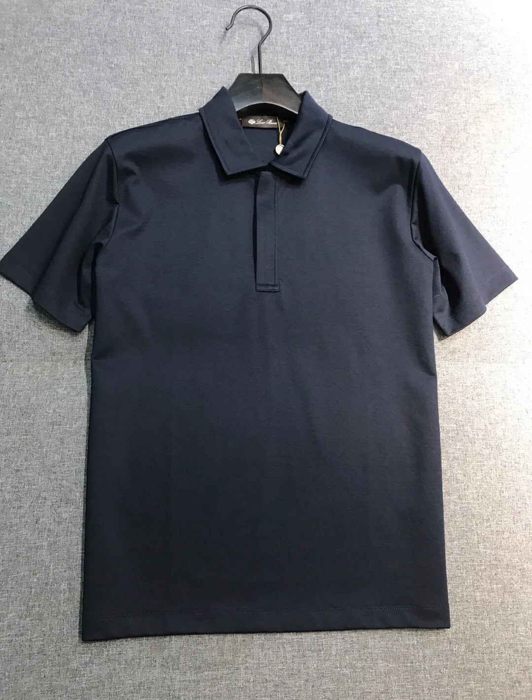 Italian LP European and American light luxury men's mulberry silk mixed cotton lapel short sleeved simple casual polo shirt