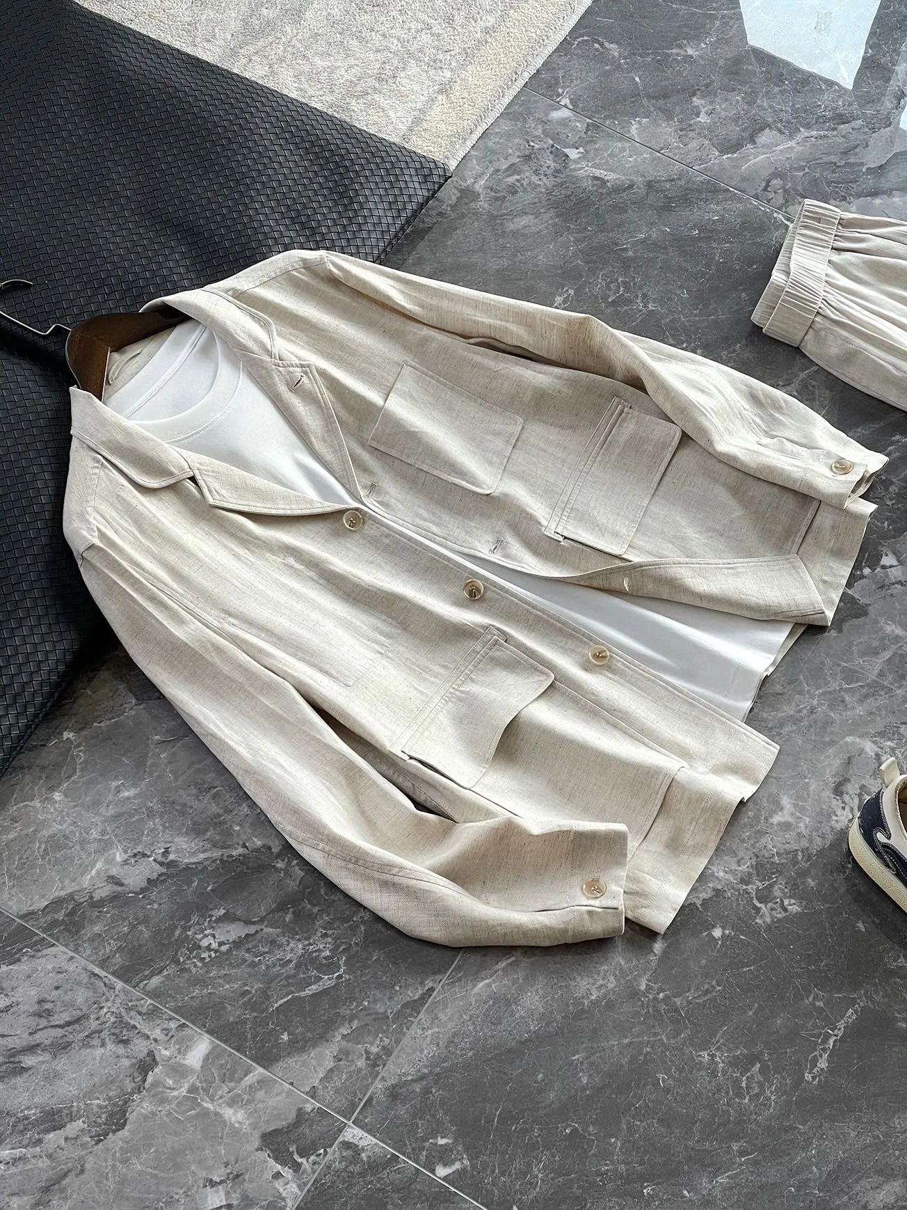 Low key old money style BC spring lyocell linen blend lapel jacket jacket