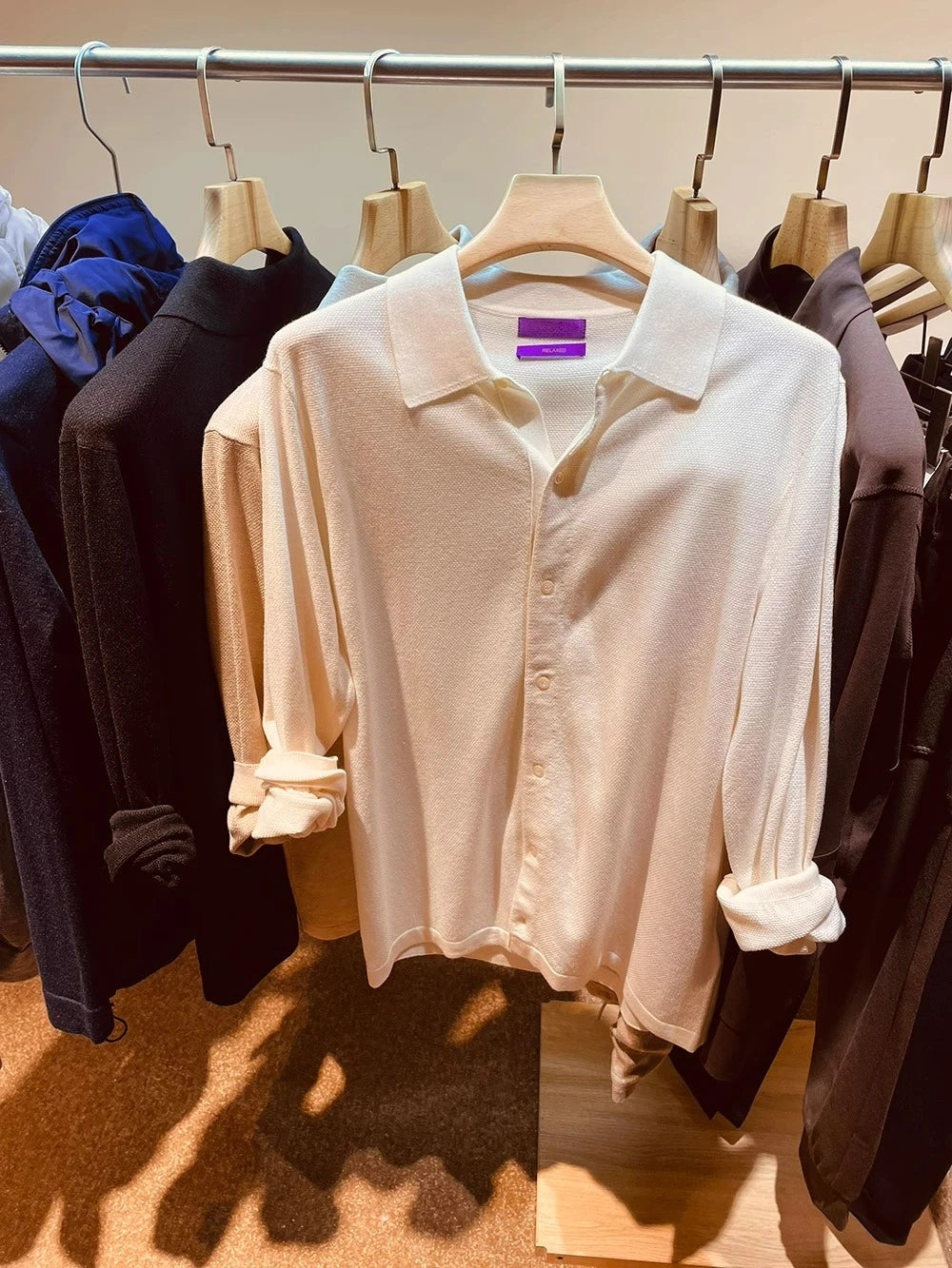 Autumn and winter business high-end mulberry silk long-sleeved shirt men's wool knitted cardigan sweater